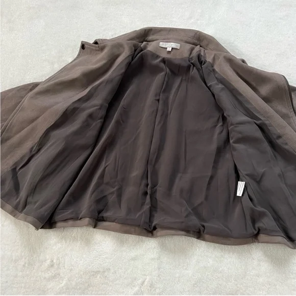 Solitaire Gray Faux Suede Moto Zipper Jacket Size M - Picture 9 of 12